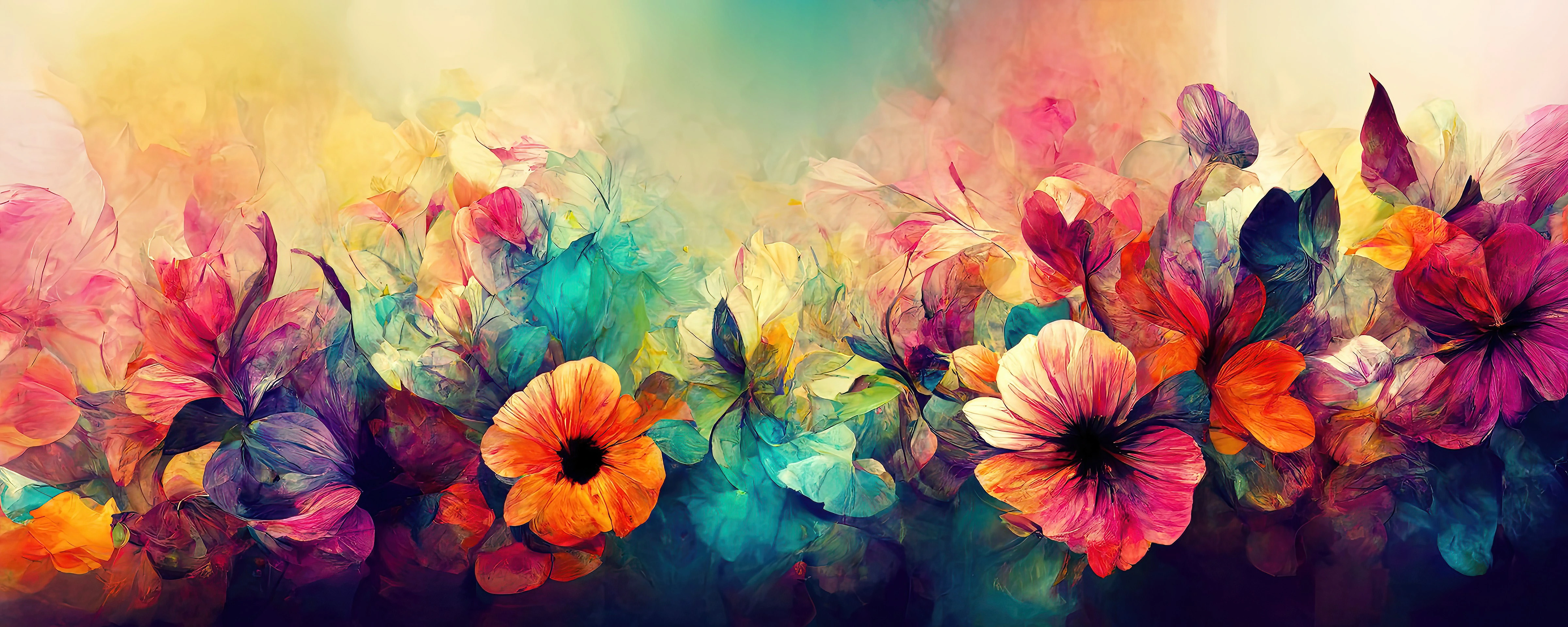 Colorful imagery of flowers showcasing depth and textures in graphic design