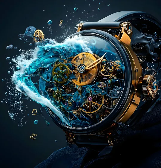 Gold and blue watch mechanism representing mobile UX priorities in SEO