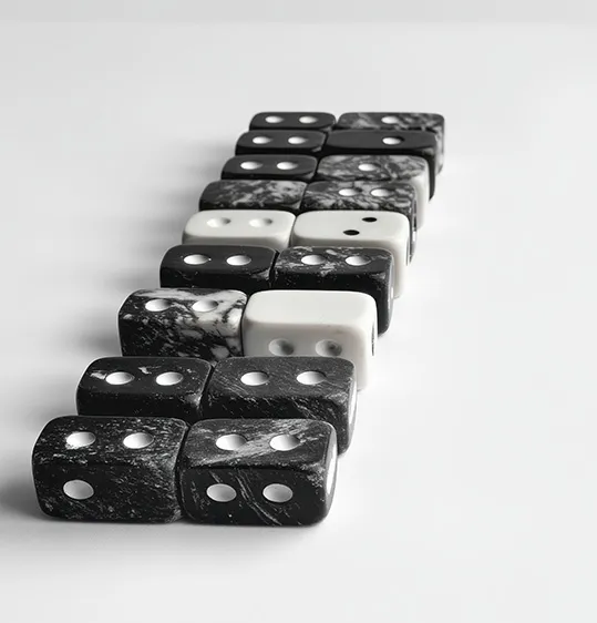 Dominoes falling in sequence illustrating social media strategy